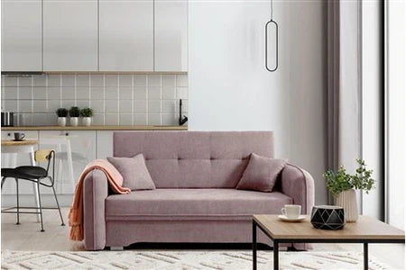Canapé Droit Non Renseigné Petit Canapé Convertible Original Tissu Rose Lany 155 Cm