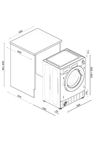 Lave linge 60CM Intégrable 8kg CANDY CBW 48TWME-S