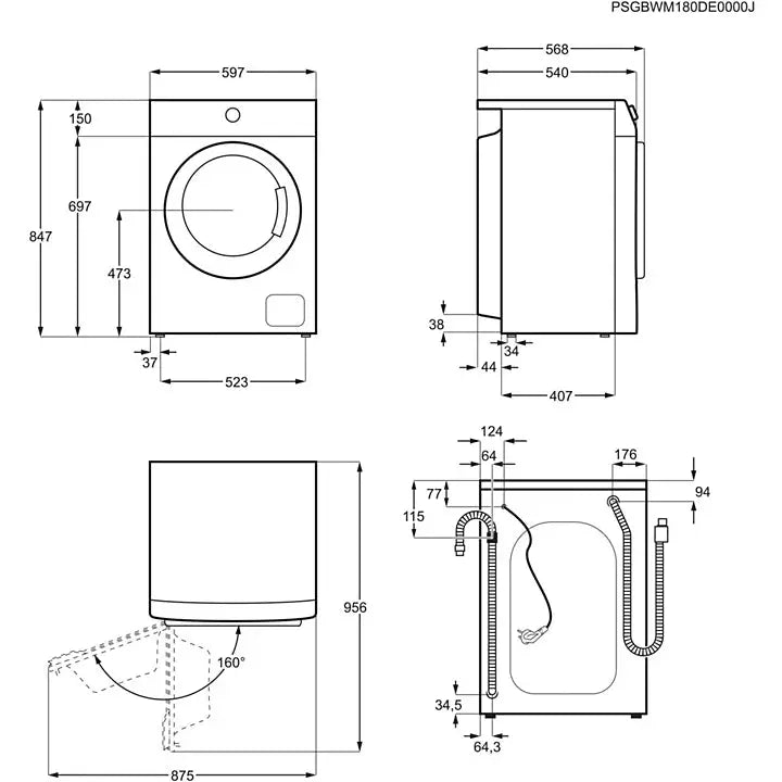 Lave linge hublot ELECTROLUX EW2F6812AA + Plaque de recouvrement ELECTROLUX de protection-E4WP31
