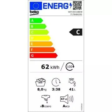 Lave linge hublot  encastrable  BEKO WITC8410B0W