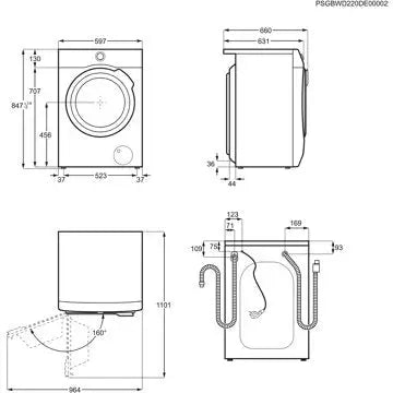 Lave linge séchant hublot 	AEG	LWR98C166X