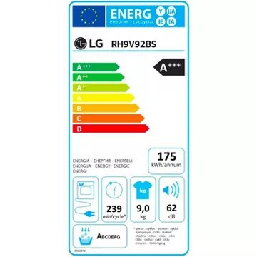 Sèche linge pompe à chaleur							LG				RH9V92BS