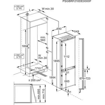 Réfrigérateur combiné encastrable 		AEG NSC7P751DS No frost 70cm