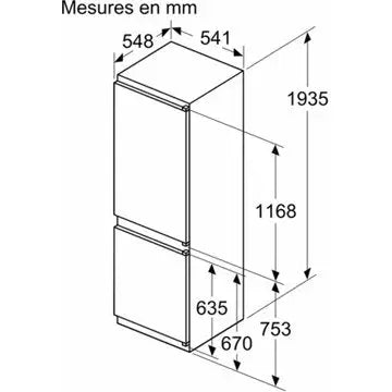 Réfrigérateur combiné encastrable 		BOSCH	KIN96NSE0 Série 2, XL, accentLine