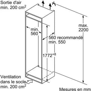 Réfrigérateur combiné encastrable 	BOSCH	KIV87MSEO Serenity Eco Airflow