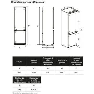 Réfrigérateur combiné encastrable 		ESSENTIELB	ERCVI180-55mi