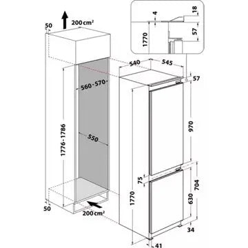 Réfrigérateur combiné encastrable 	INDESIT	BI18DC2