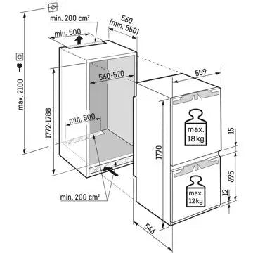 Réfrigérateur combiné encastrable 	 LIEBHERR	ICBNdi5123-22 Biofresh