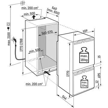 Réfrigérateur combiné encastrable 	LIEBHERR	ICBNdi5163-22 Biofresh