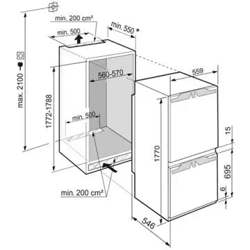 Réfrigérateur combiné encastrable 	LIEBHERR	ICD5123-20 PowerCooling