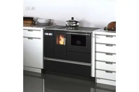 Sannover - cuisinière granulés avec four chauffage seul 8 kW Gris Anthracite