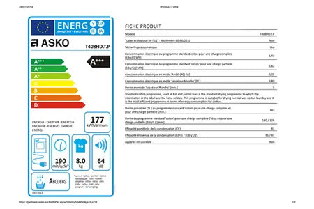 Sèche-linge Asko T408HD.T.P