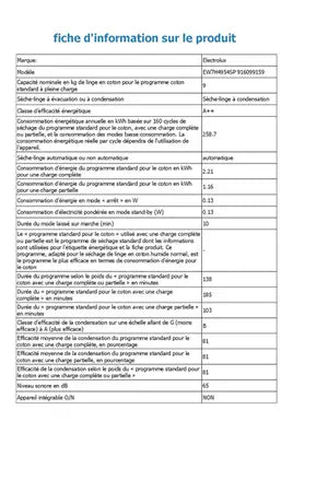 Sèche-linge Electrolux EW7H4954SP