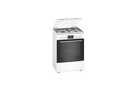 Bosch cuisinière Mixte Blanc 60x60cm four ecoclean 66L multifonction 7 modes de