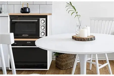 Brandy Best TRIO60B-BG-S Trio chêne clair et Blanc 60 cm, avec Domino induction 1 Zone Bridge, Four, lave-vaisselle Silver