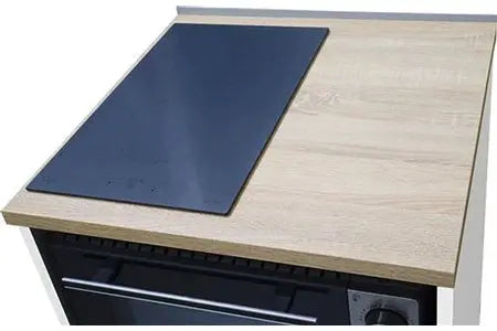 Brandy Best TRIO60B-ID-S Trio chêne clair et Blanc 60 cm, avec Domino Induction, Four, lave-vaisselle Silver