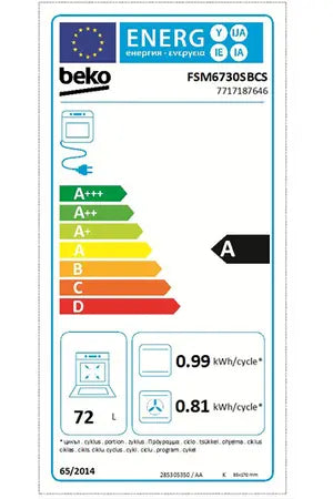 Cuisinière vitrocéramique Beko FSM6730SBCS
