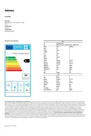 FALMEC Flipper 1480 Noir hotte décorative murale