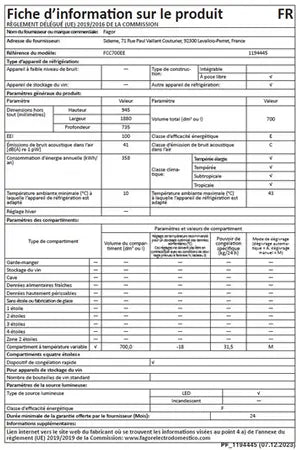 Fagor FCC700EE congélateur coffre