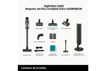 Samsung aspirateur Balai Bespoke Jet Plus Complete Extra VS20B95B43N