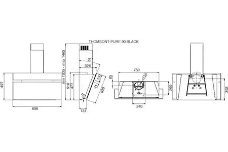Thomson t-pure 90 Black hotte décorative murale