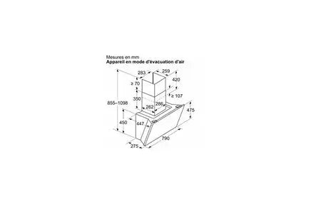 Siemens - hotte décorative inclinée 80cm 51db 432m3/h Blanc LC81KAN20